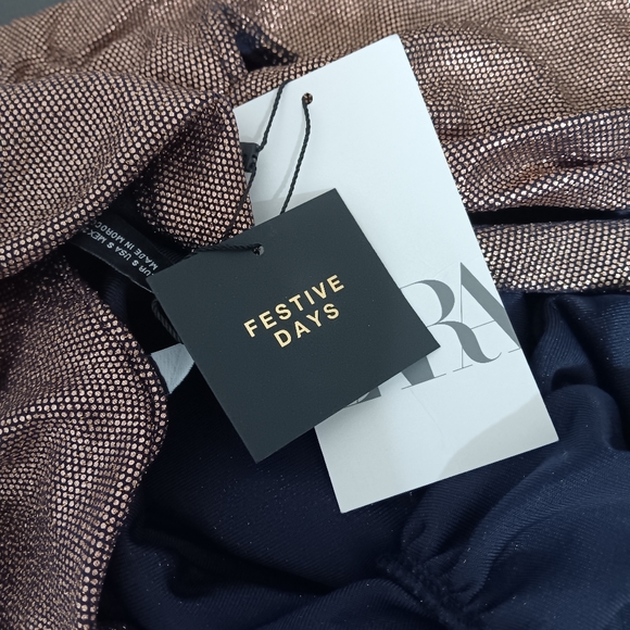 ZARA Festive days Asymeyric one shoulder shimmer rushed top size Small NEW - Picture 10 of 14